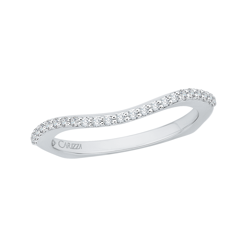 14K White Gold Diamond Half Eternity Euro shank Wedding Band