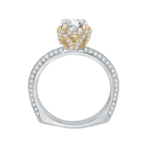 14K Two Tone Gold Euro Shank Round Diamond Engagement Ring (Semi Mount)