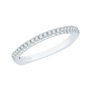 14K White Gold Round Diamond Half Eternity Wedding Band with Euro Shank