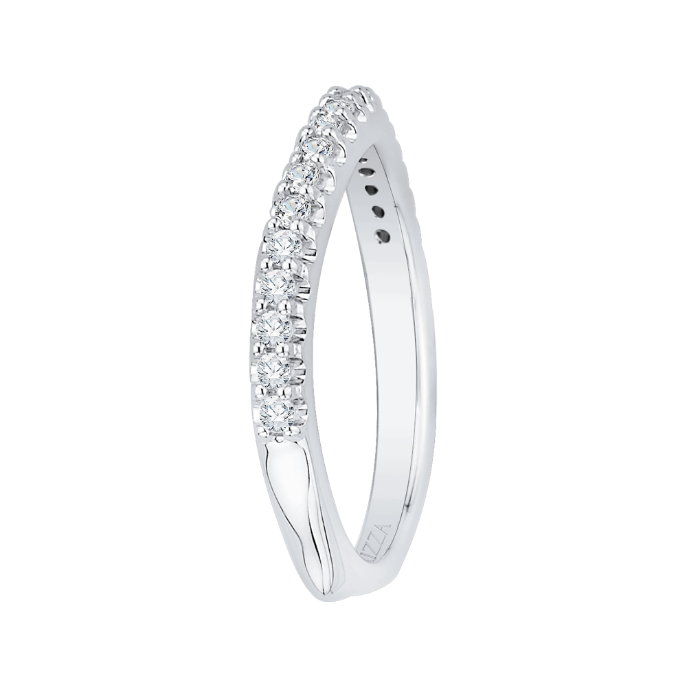 14K White Gold Round Diamond Half Eternity Wedding Band with Euro Shank