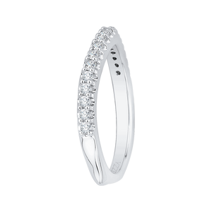 14K White Gold Round Diamond Half Eternity Wedding Band with Euro Shank