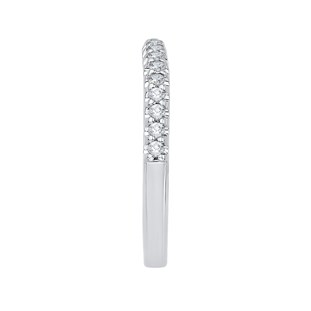 14K White Gold Round Diamond Half Eternity Wedding Band with Euro Shank