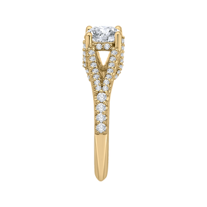 14K Yellow Gold Round Diamond Engagement Ring with Split Shank (Semi Mount)