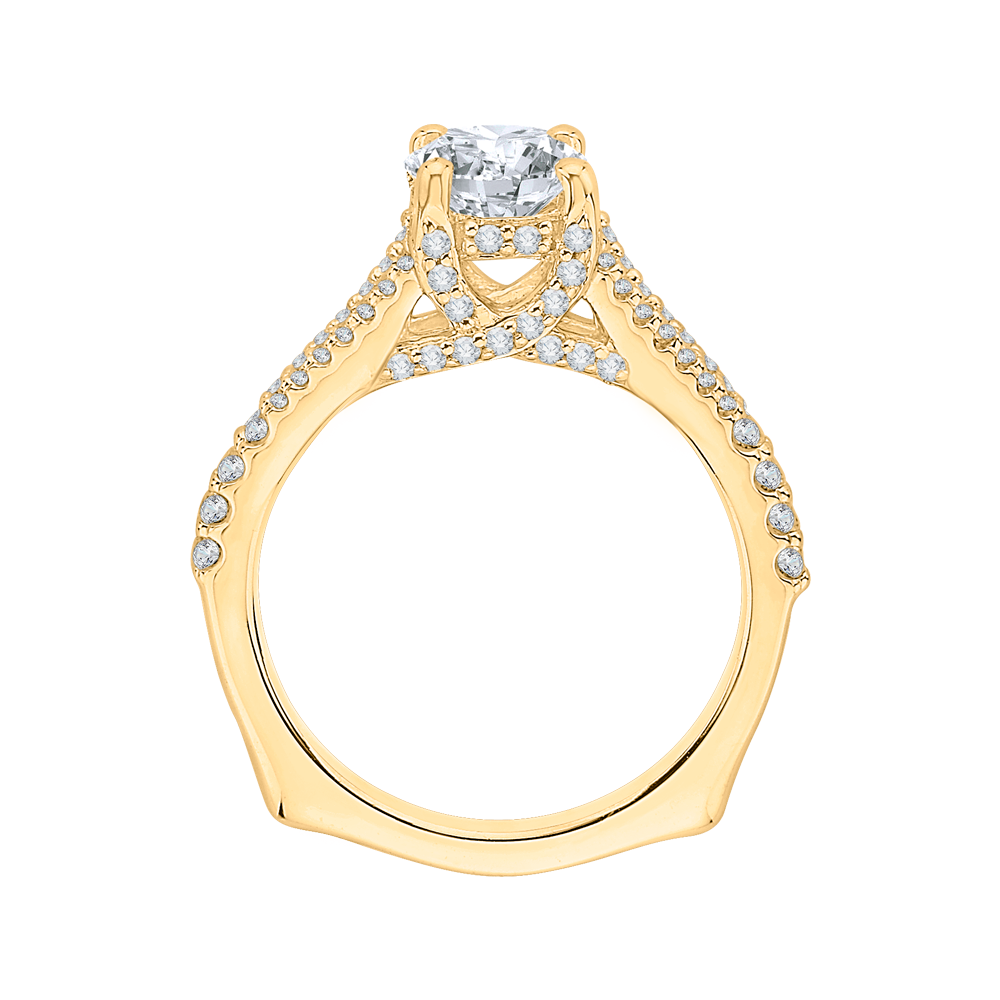 14K Yellow Gold Round Diamond Engagement Ring with Split Shank (Semi Mount)