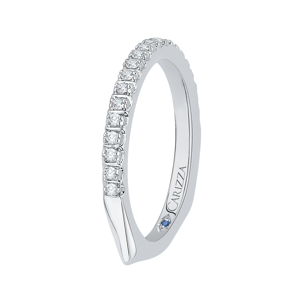 14K White Gold Half Eternity Diamond Wedding Band with Euro Shank