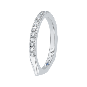 14K White Gold Half Eternity Diamond Wedding Band with Euro Shank