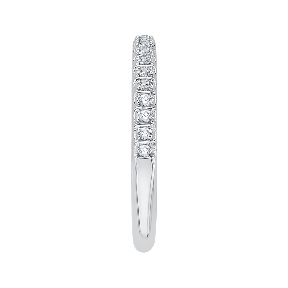 14K White Gold Half Eternity Diamond Wedding Band with Euro Shank