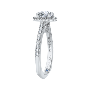 14K White Gold Round Cut Diamond Halo Engagement Ring (Semi Mount)