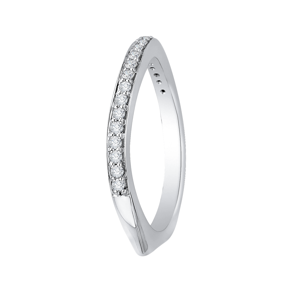 14K White Gold Diamond Wedding Band with Euro Shank