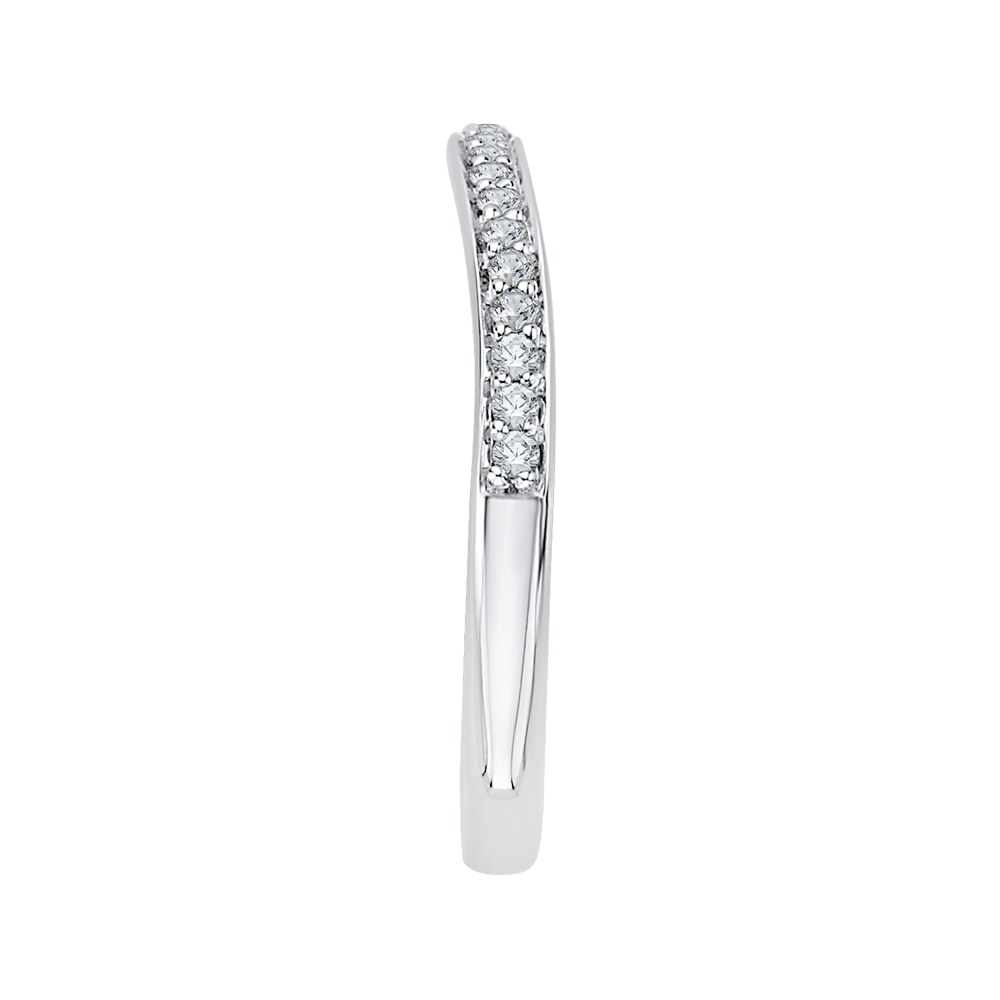 14K White Gold Diamond Wedding Band with Euro Shank