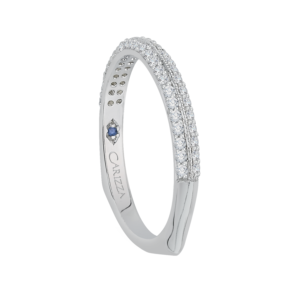 14K White Gold Half Eternity Diamond Wedding Band with Euro Shank