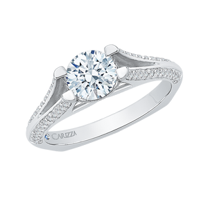 14K White Gold Round Diamond Engagement Ring with Split Shank (Semi Mount)