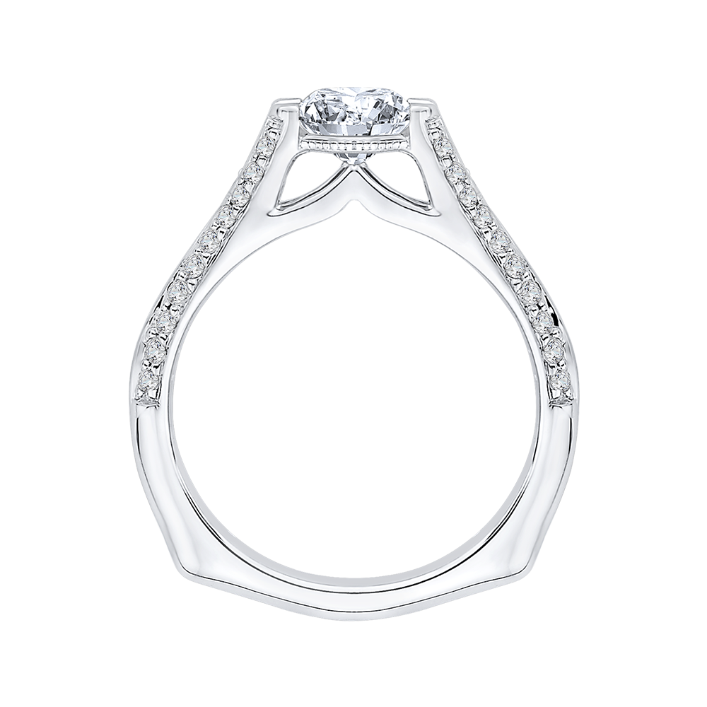 14K White Gold Round Diamond Engagement Ring with Split Shank (Semi Mount)