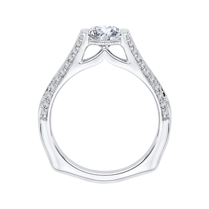 14K White Gold Round Diamond Engagement Ring with Split Shank (Semi Mount)