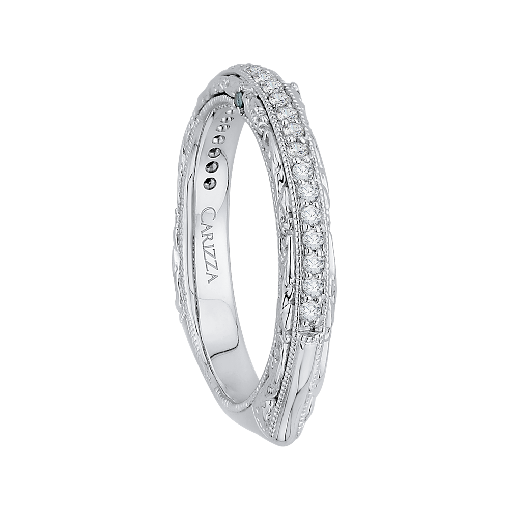 14K White Gold Euro Shank Round Diamond Half Eternity Wedding Band