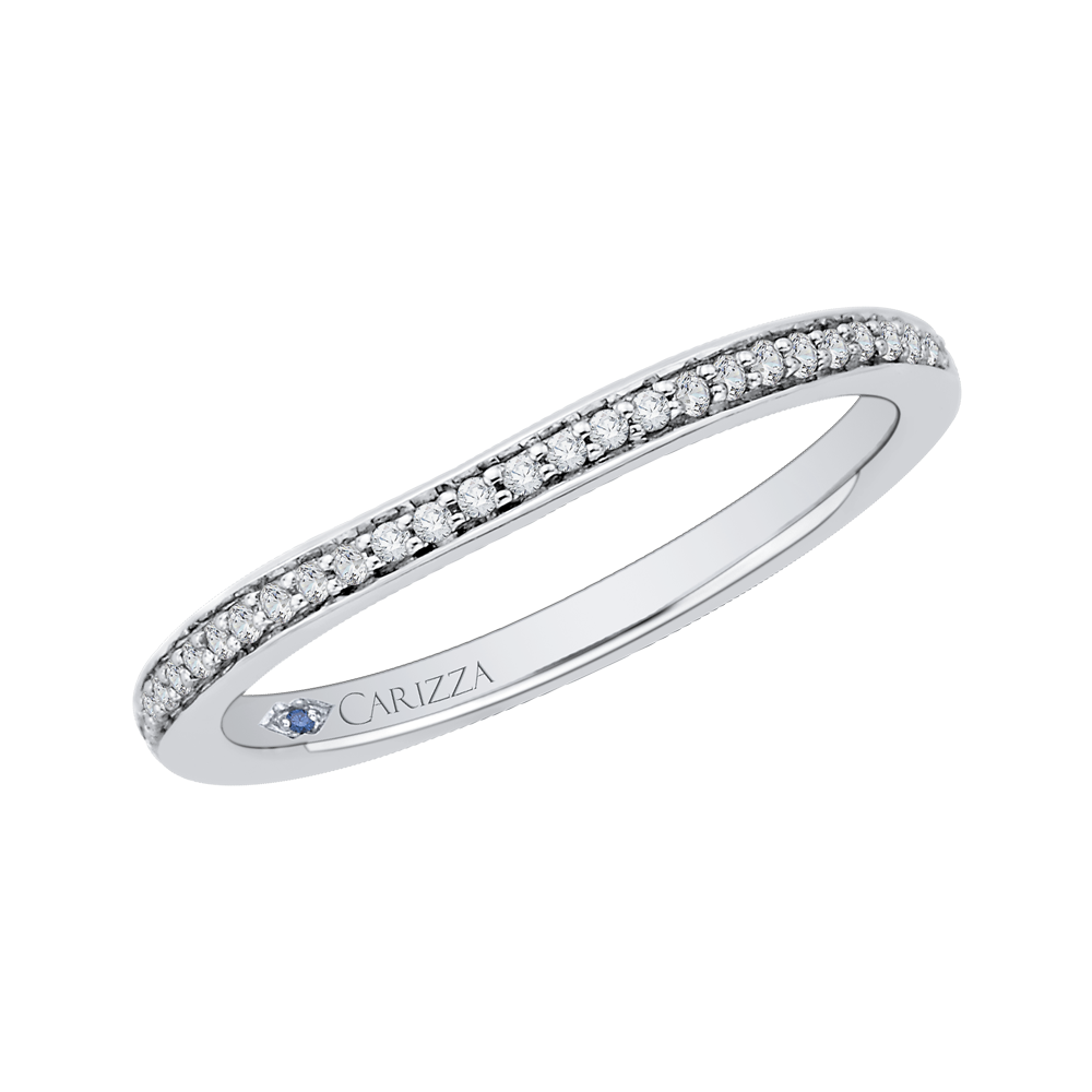 14K White Gold Round Diamond Half Eternity Wedding Band