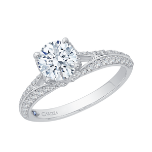 14K White Gold Round Diamond Engagement Ring with Split Shank (Semi Mount)