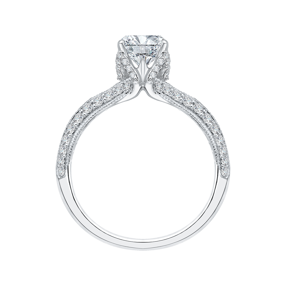 14K White Gold Round Diamond Engagement Ring with Split Shank (Semi Mount)