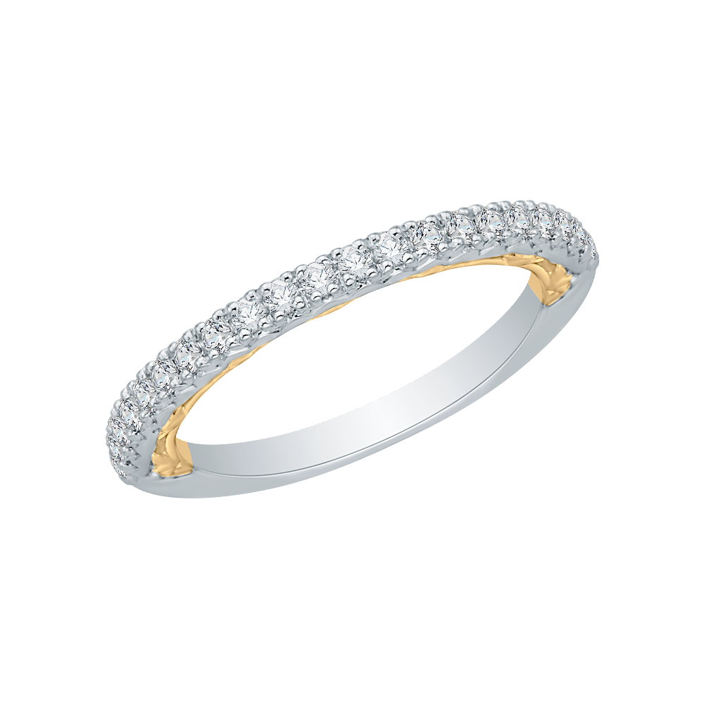 14K Two Tone Gold Round Diamond Half Eternity Wedding Band