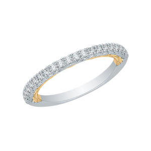 14K Two Tone Gold Round Diamond Half Eternity Wedding Band