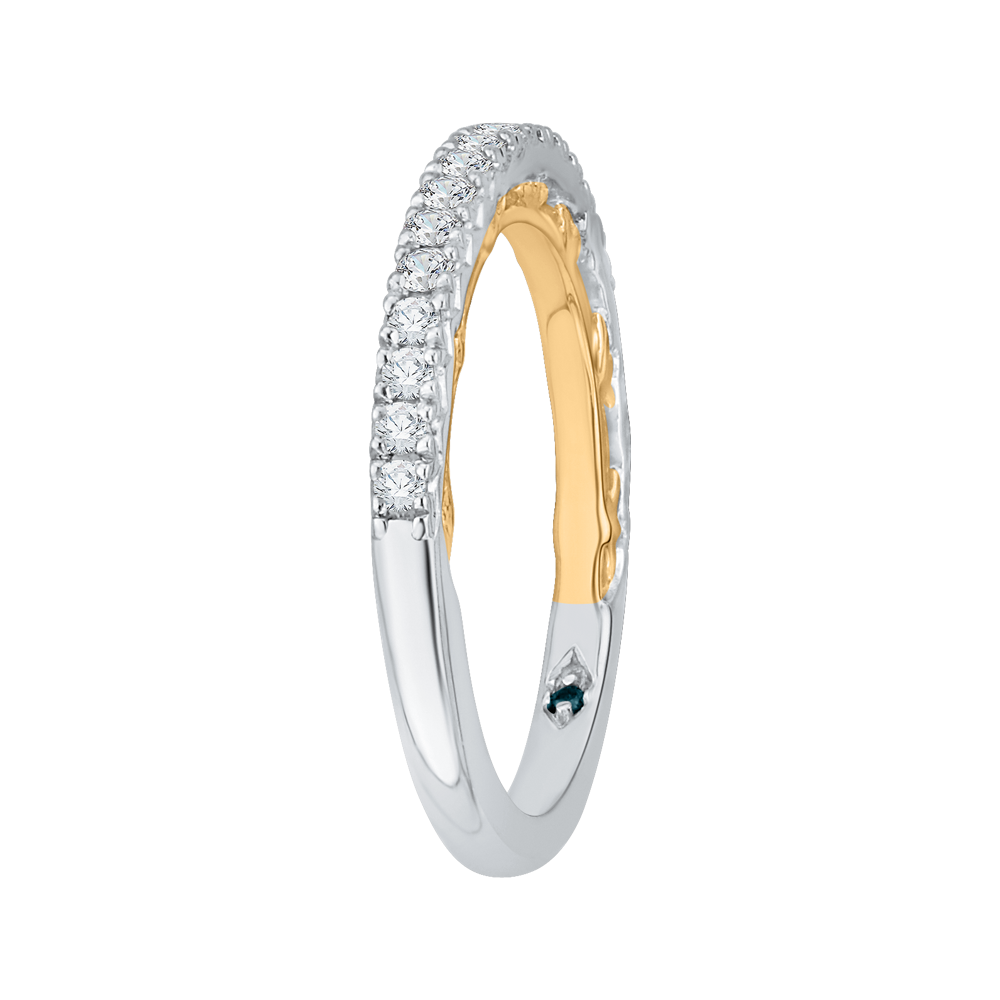 14K Two Tone Gold Round Diamond Half Eternity Wedding Band