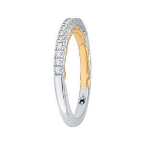 14K Two Tone Gold Round Diamond Half Eternity Wedding Band