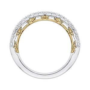 14K Two Tone Gold Round Diamond Half Eternity Wedding Band