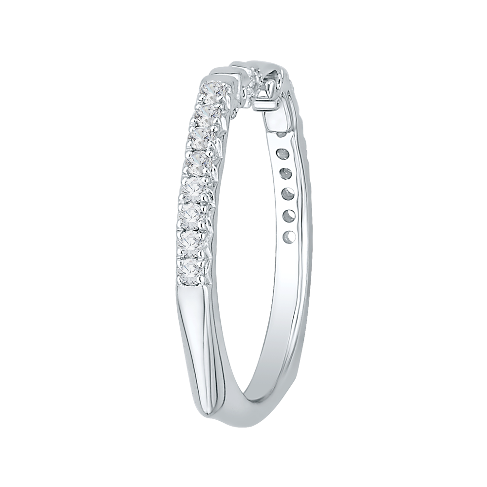 14K White Gold Round Diamond Wedding Band with Euro Shank