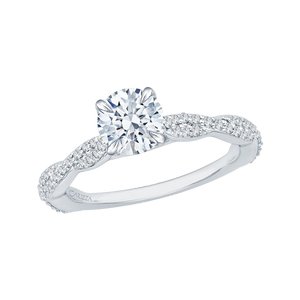 14K White Gold Round Diamond Engagement Ring (Semi Mount)