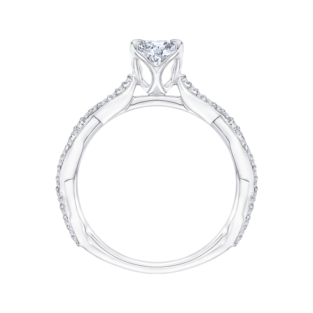 14K White Gold Round Diamond Engagement Ring (Semi Mount)