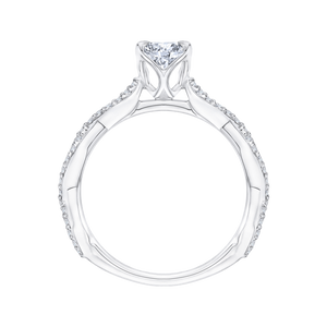 14K White Gold Round Diamond Engagement Ring (Semi Mount)