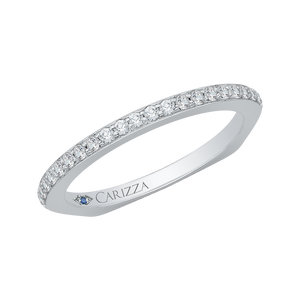 14K White Gold Round Diamond Wedding Band with Euro Shank