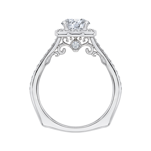 14K White Gold Round Diamond Halo Engagement Ring (Semi Mount)