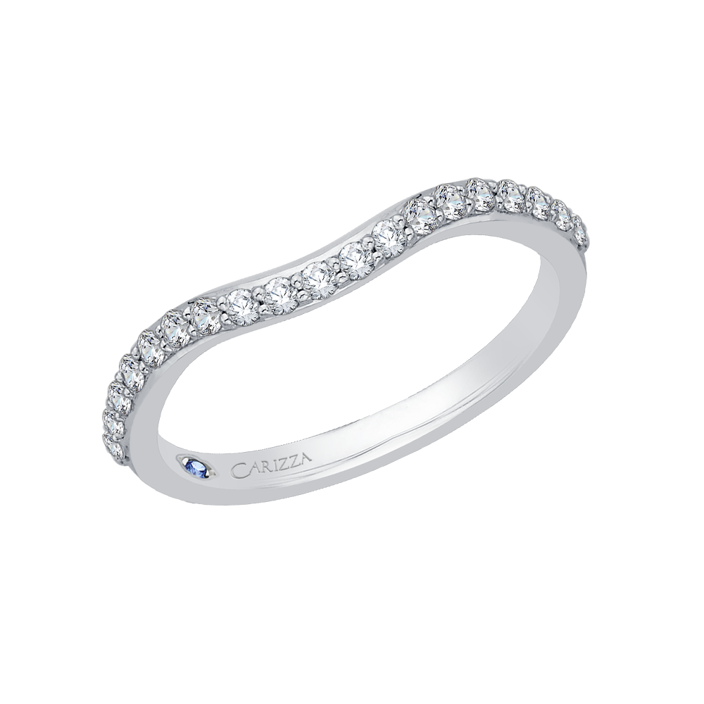 14K White Gold Round Diamond Half Eternity Wedding Band