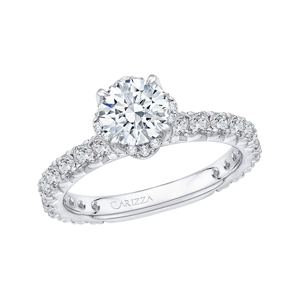 Round Diamond Engagement Ring In 14K White Gold (Semi Mount)