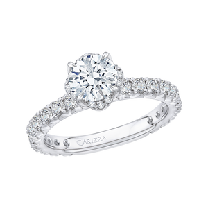 Round Diamond Engagement Ring In 14K White Gold (Semi Mount)