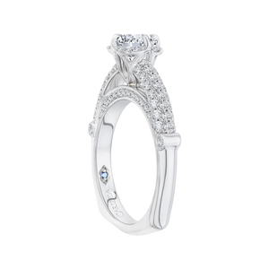 14K White Gold Round Diamond Cathedral Style Engagement Ring (Semi Mount)