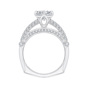 14K White Gold Round Diamond Cathedral Style Engagement Ring (Semi Mount)