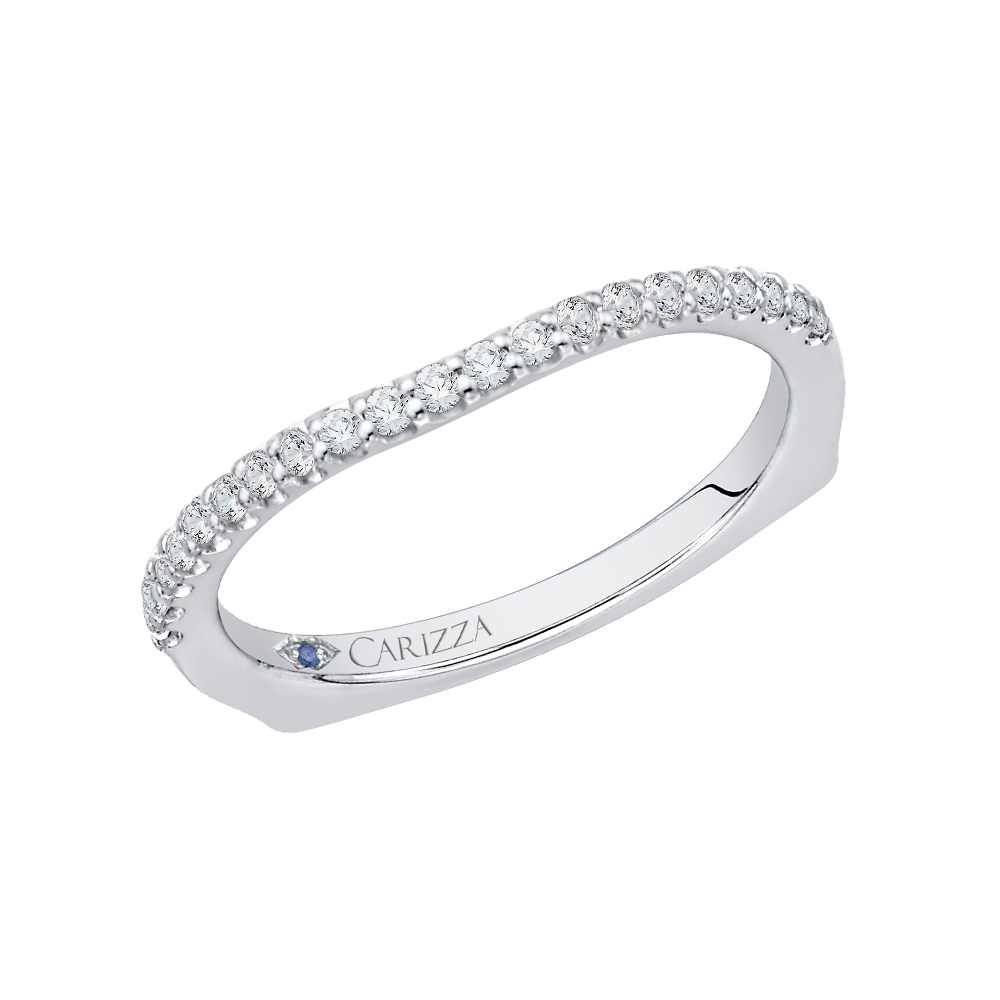 Round Diamond Wedding Band with Euro Shank In 14K White Gold