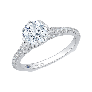 14K White Gold Round Diamond Engagement Ring with Euro Shank (Semi Mount)