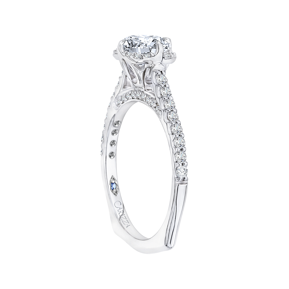 14K White Gold Round Diamond Engagement Ring with Euro Shank (Semi Mount)