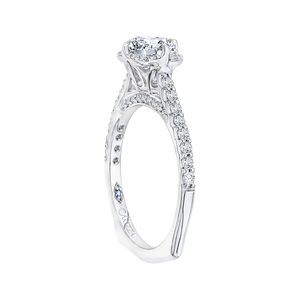 14K White Gold Round Diamond Engagement Ring with Euro Shank (Semi Mount)