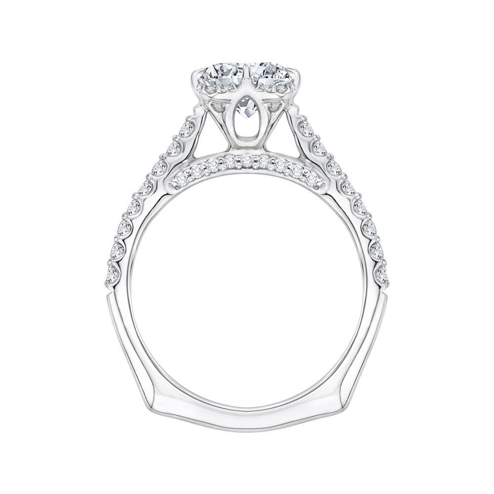 14K White Gold Round Diamond Engagement Ring with Euro Shank (Semi Mount)