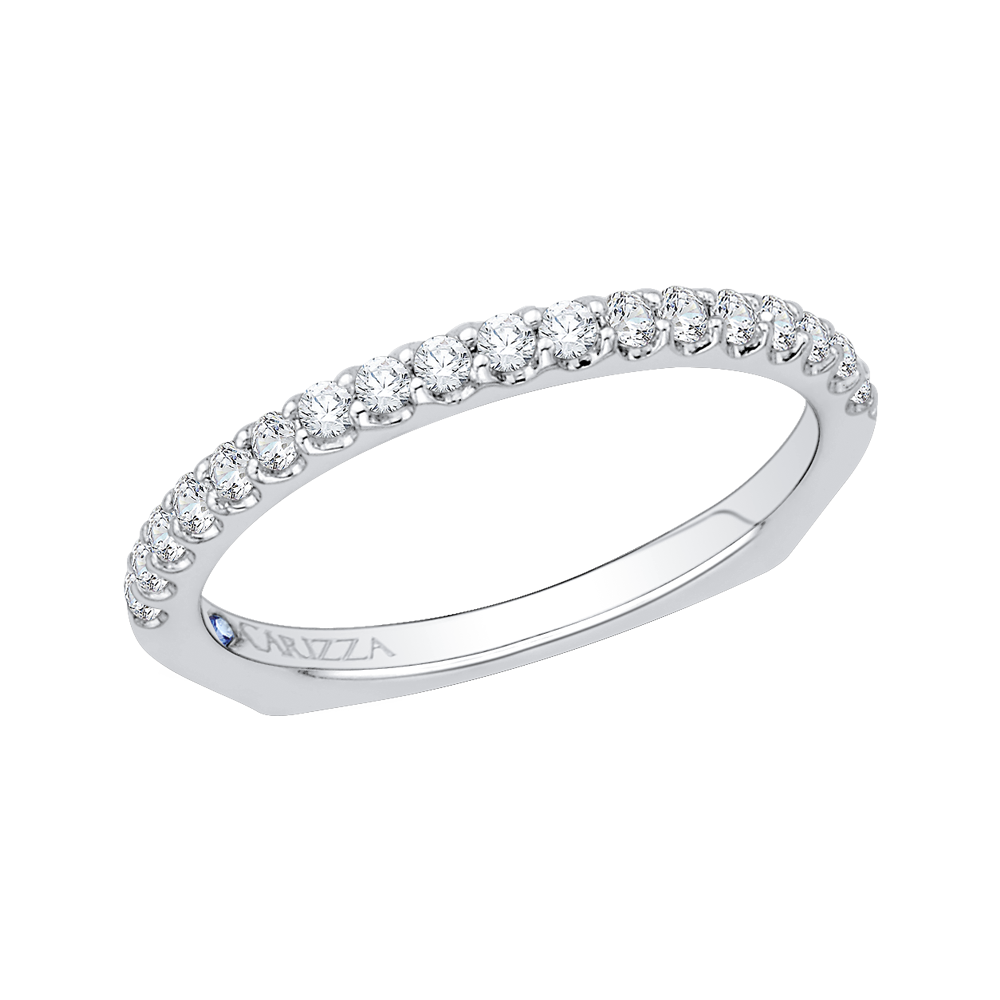 14K White Gold Round Diamond Half Eternity Wedding Band