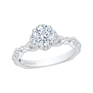 Round Diamond Engagement Ring In 14K White Gold (Semi Mount)