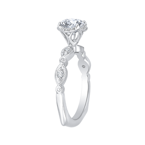 Round Diamond Engagement Ring In 14K White Gold (Semi Mount)