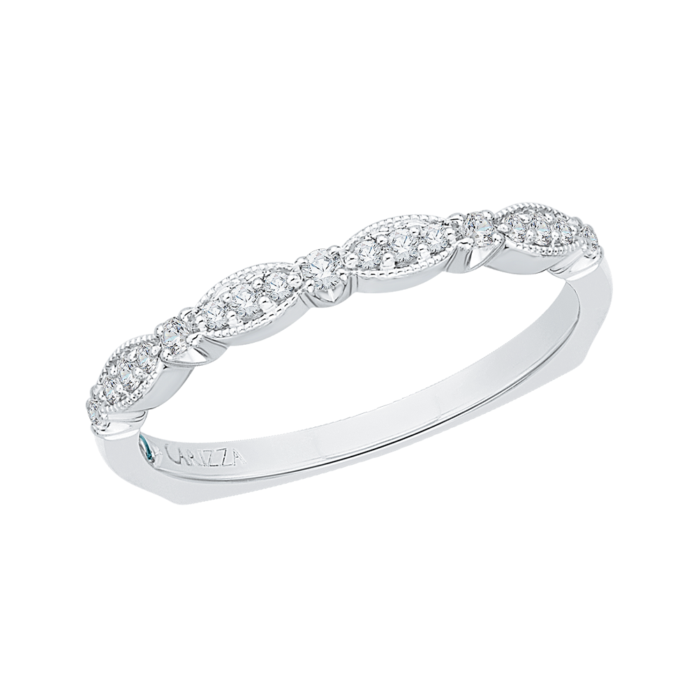 Round Diamond Wedding Band with Euro Shank In 14K White Gold