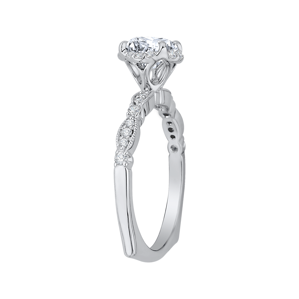 14K White Gold Round Diamond Engagement Ring (Semi Mount)