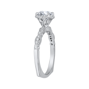 14K White Gold Round Diamond Engagement Ring (Semi Mount)