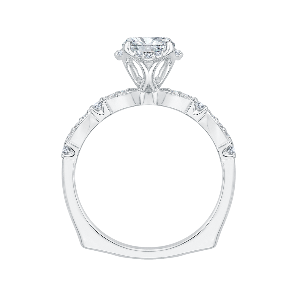 14K White Gold Round Diamond Engagement Ring (Semi Mount)